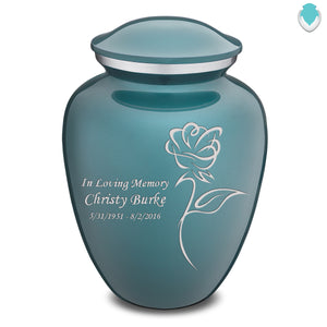 Adult Embrace Teal Rose Cremation Urn