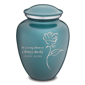 Adult Embrace Teal Rose Cremation Urn