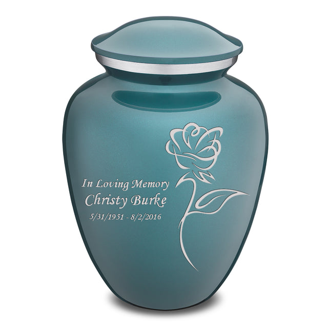 Adult Embrace Teal Rose Cremation Urn