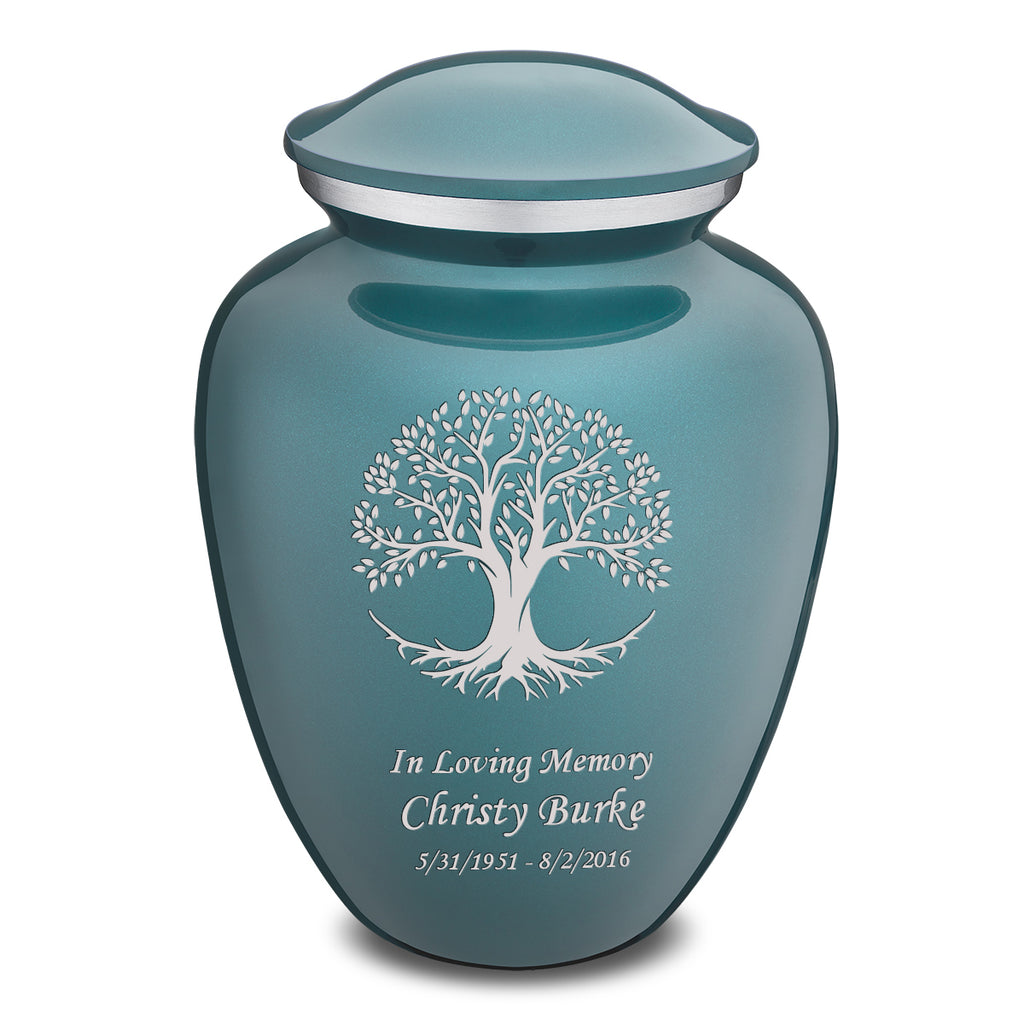 Adult Embrace Teal Tree of Life Cremation Urn