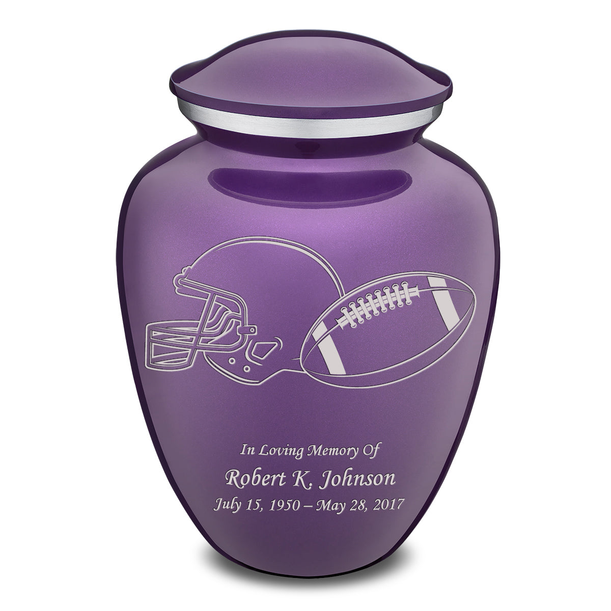 Football Cremation Urn with Optional Seattle Seahawks Ball Decor