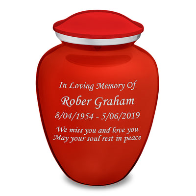 Adult Embrace Bright Red Custom Engraved Cremation Urn