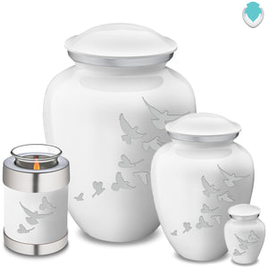 Adult Embrace White Doves Cremation Urn