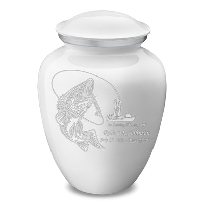 Adult Embrace White Fishing Cremation Urn