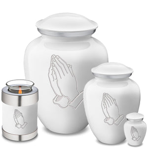 Keepsake Embrace White Praying Hands Cremation Urn