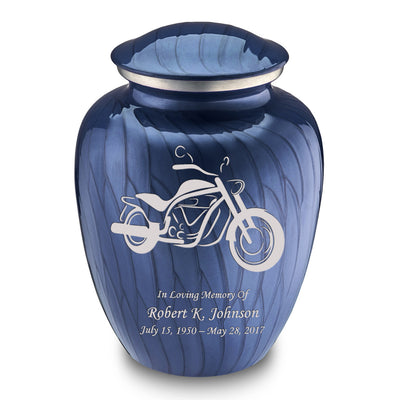 Adult Embrace Pearl Cobalt Blue Motorcycle Cremation Urn