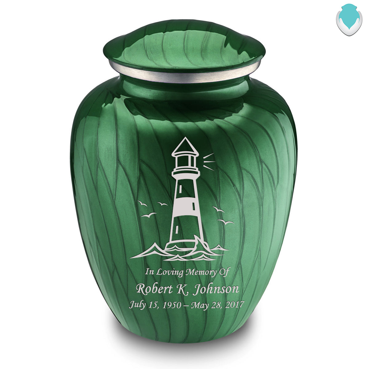 Adult Embrace Pearl Green Lighthouse Cremation Urn