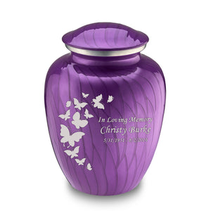 Adult Embrace Pearl Purple Butterflies Printed Cremation Urn