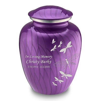 Adult Embrace Pearl Purple Dragonflies Cremation Urn