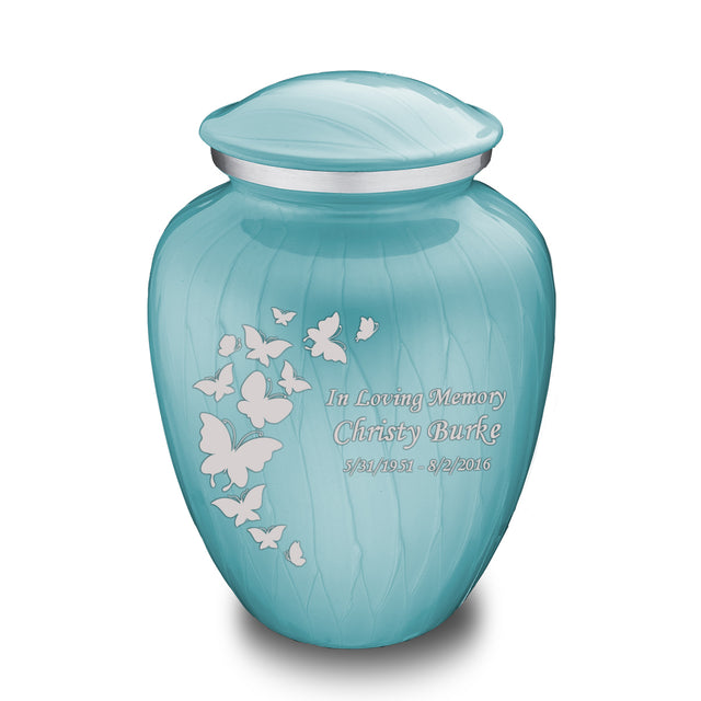 Adult Embrace Pearl Light Blue Butterfly Cremation Urn