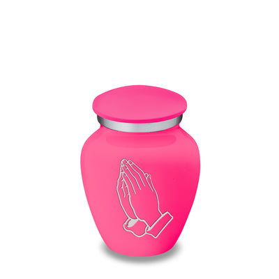 Keepsake Embrace Bright Pink Praying Hands Cremation Urn