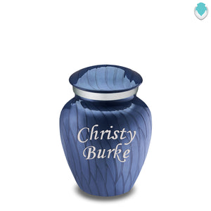 Keepsake Embrace Pearl Cobalt Blue Custom Engraved Cremation Urn