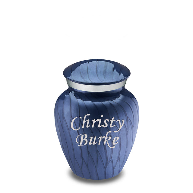 Keepsake Embrace Pearl Cobalt Blue Custom Engraved Cremation Urn