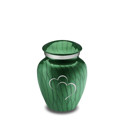 Keepsake Embrace Pearl Green Hearts Cremation Urn