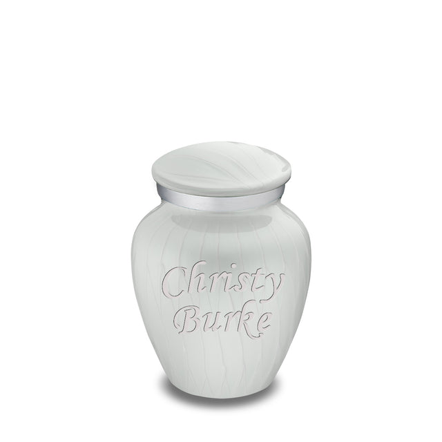 Keepsake Embrace Pearl White Custom Engraved Cremation Urn