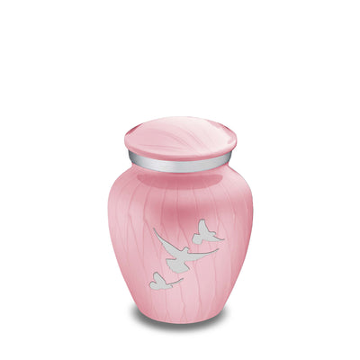 Keepsake Embrace Pearl Light Pink Doves Cremation Urn