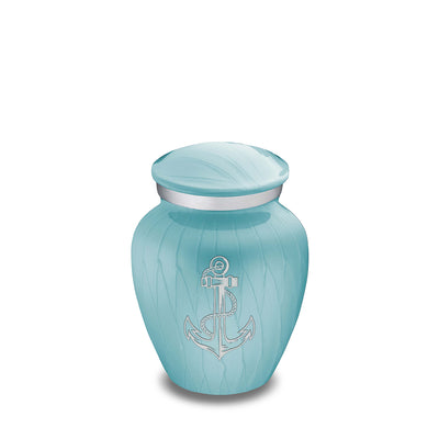 Keepsake Embrace Pearl Light Blue Anchor Cremation Urn