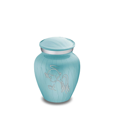 Keepsake Embrace Pearl Light Blue Angel Cremation Urn