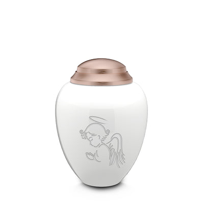 Keepsake Tribute White and Rose Gold Angel Cremation Urn