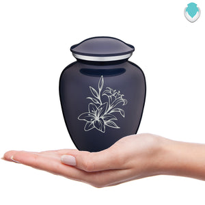 Medium Embrace Cobalt Blue Lily Cremation Urn