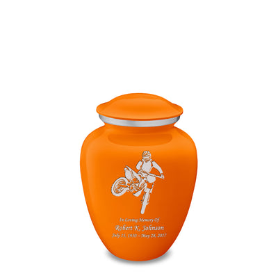 Medium Embrace Burnt Orange Dirt Bike Cremation Urn