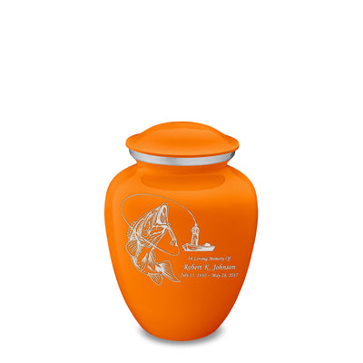 Medium Embrace Burnt Orange Fishing Cremation Urn