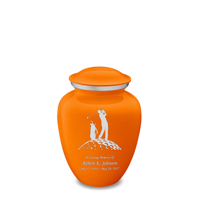 Medium Embrace Burnt Orange Golfer Cremation Urn