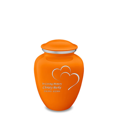 Medium Embrace Burnt Orange Hearts Cremation Urn