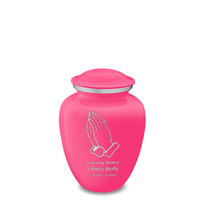 Medium Embrace Bright Pink Praying Hands Cremation Urn