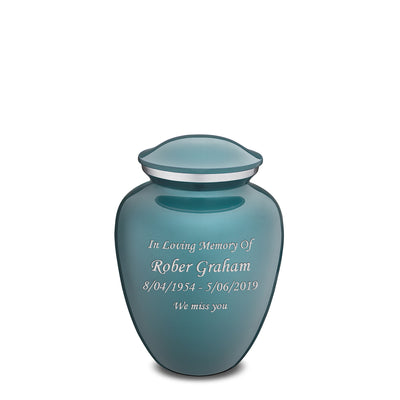 Medium Embrace Teal Custom Engraved Cremation Urn