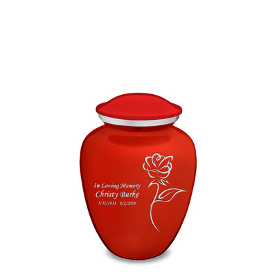 Medium Embrace Bright Red Rose Cremation Urn