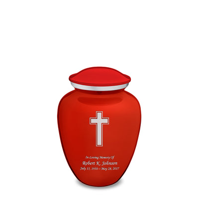 Medium Embrace Bright Red Simple Cross Cremation Urn