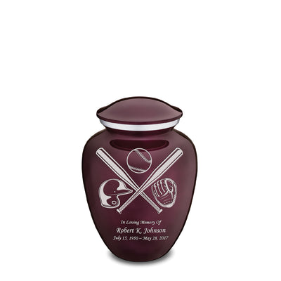 Medium Embrace Cherry Purple Baseball Cremation Urn