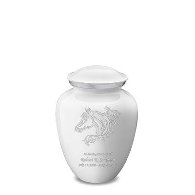 Medium Embrace White Horse Cremation Urn