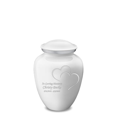 Medium Embrace White Hearts Cremation Urn