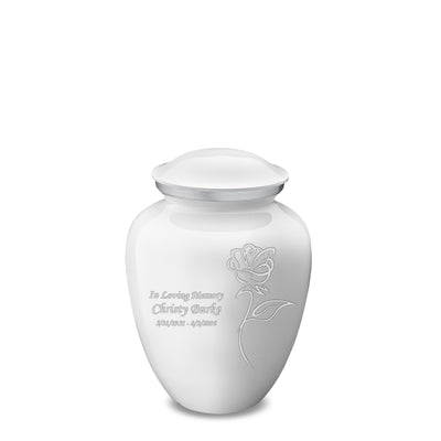 Medium Embrace White Rose Cremation Urn