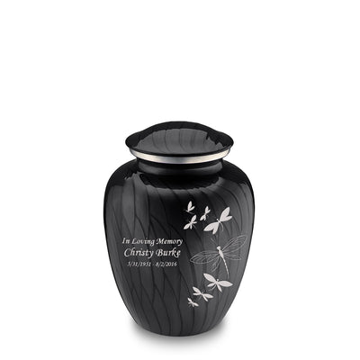 Medium Embrace Pearl Black Dragonflies Cremation Urn