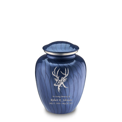 Medium Embrace Pearl Cobalt Blue Deer Cremation Urn