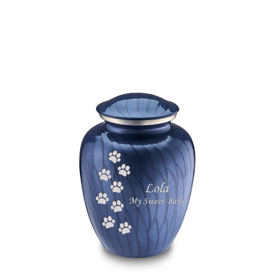 Medium Embrace Pearl Cobalt Blue Walking Paws Pet Cremation Urn