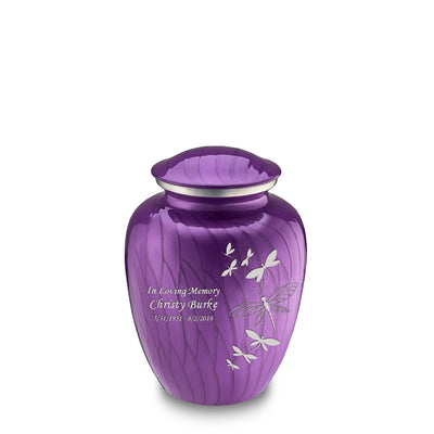 Medium Embrace Pearl Purple Dragonflies Cremation Urn