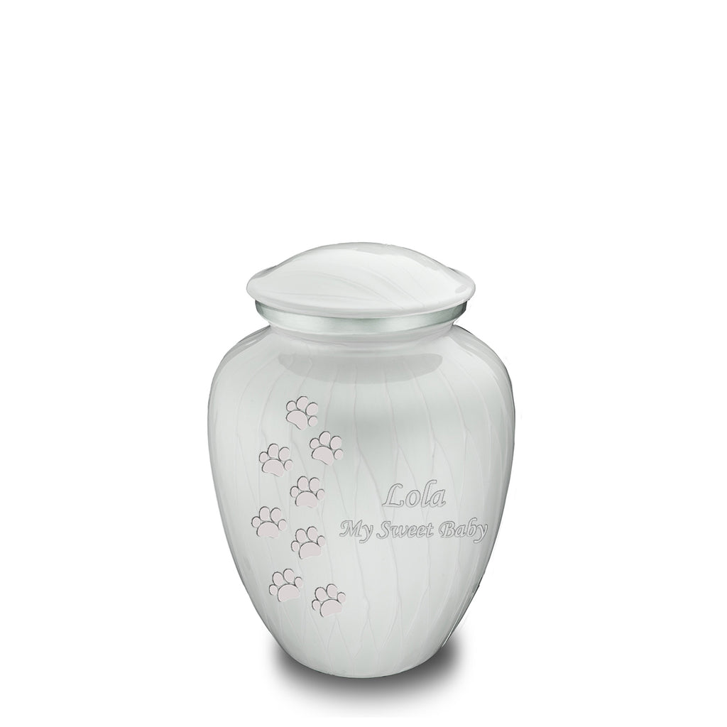 Custom Engraved Medium store Embrace Pearl Walking Paws Cremation Urn