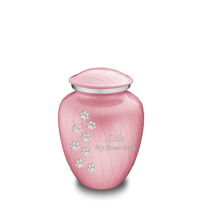 Medium Embrace Pearl Light Pink Walking Paws Pet Cremation Urn