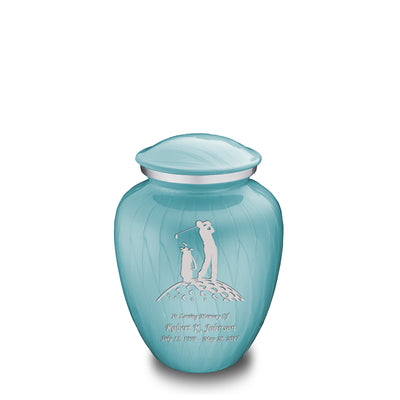 Medium Embrace Pearl Light Blue Golf Cremation Urn