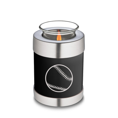 Candle Holder Embrace Black Baseball Cremation Urn