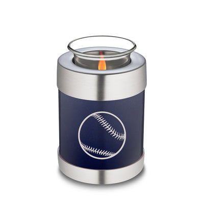 Candle Holder Embrace Cobalt Blue Baseball Cremation Urn