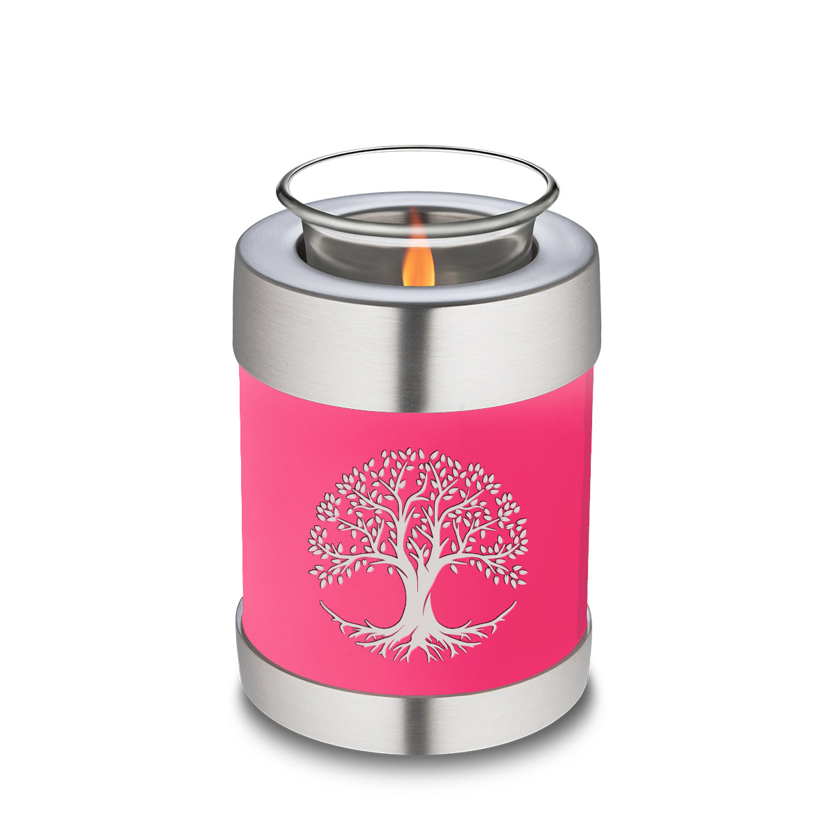 Candle Holder Embrace Bright Pink Tree of Life Cremation Urn