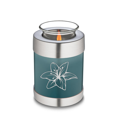 Candle Holder Embrace Teal Lily Cremation Urn