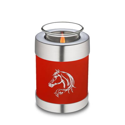 Candle Holder Embrace Bright Red Horse Cremation Urn