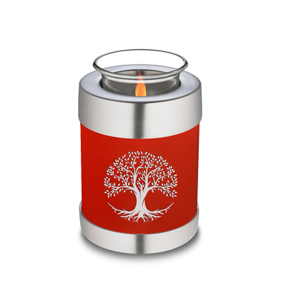 Candle Holder Embrace Bright Red Tree of Life Cremation Urn