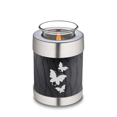 Candle Holder Embrace Pearl Black Butterfly Cremation Urn